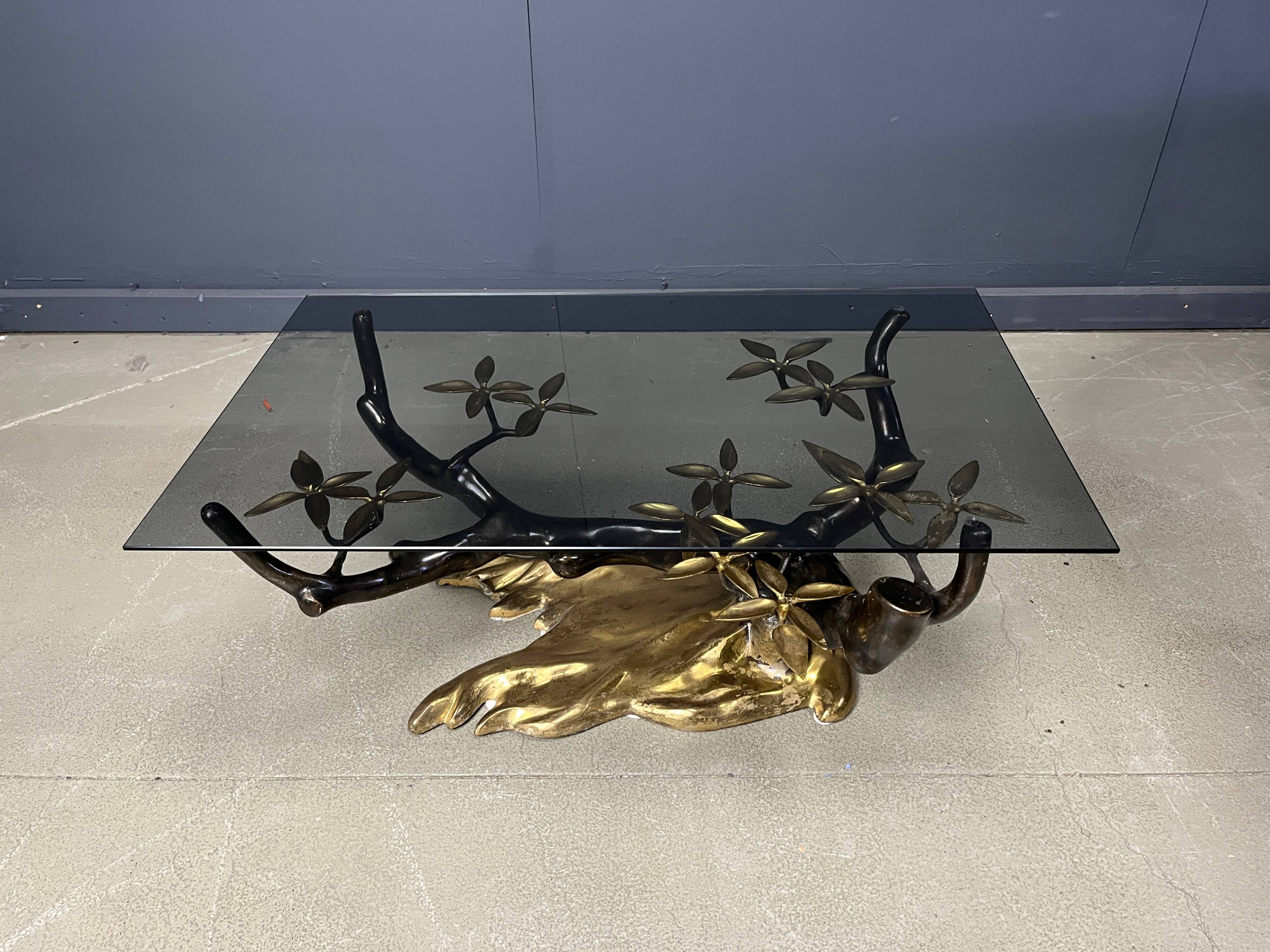 Bronze bonsai coffee table by Willy Daro, 1970s