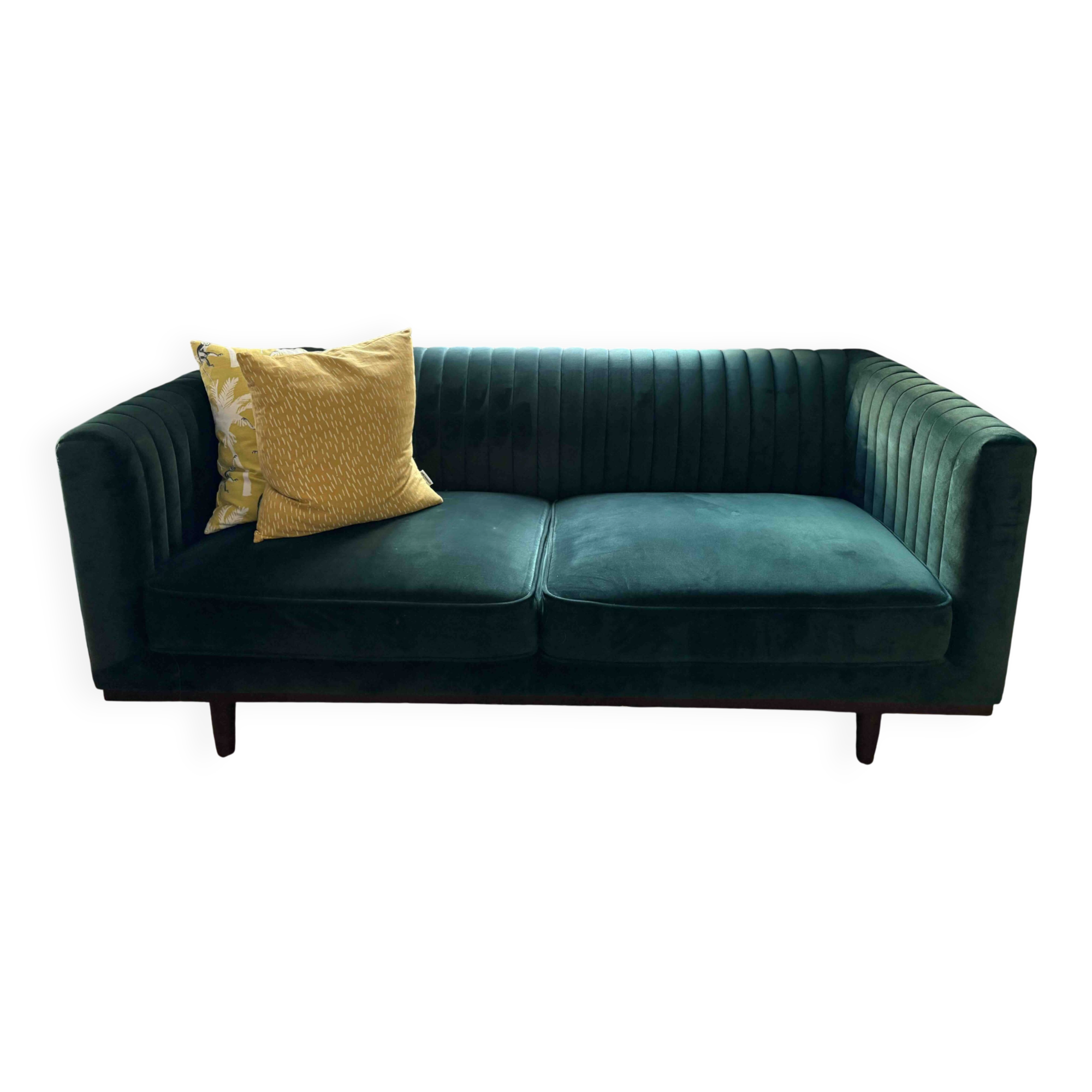 Green velvet sofa – 2/3 seats – Art Deco style