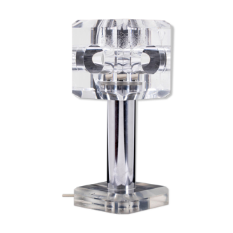 Lampe cube en plexiglas et inox, vers 1970