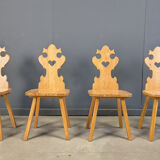 Vintage rustic Tiroler style dining chairs, 1960s