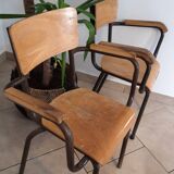Set of 2 vintage schoolmaster chairs
