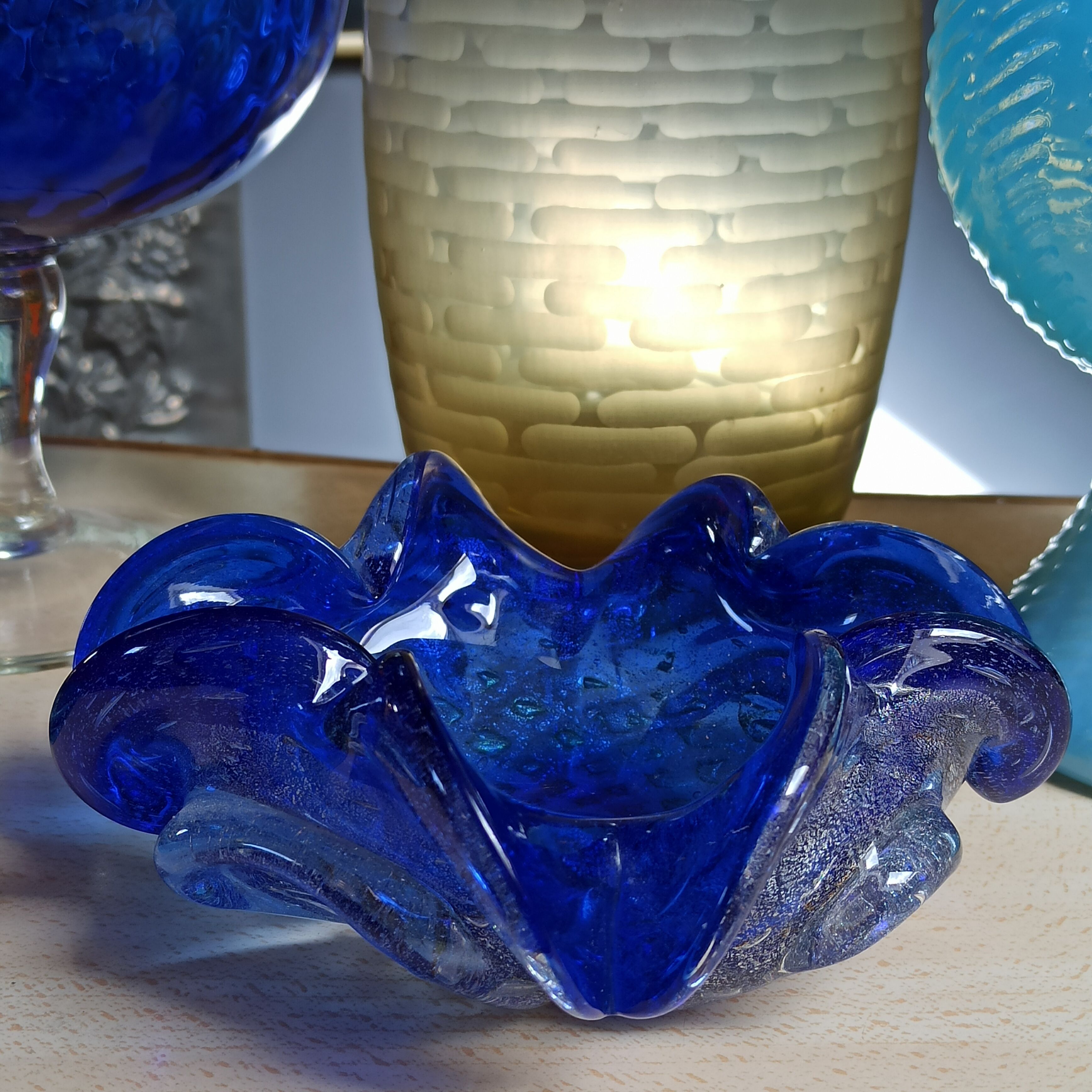 Vintage cobalt blue Murano ashtray