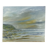 Oil on canvas Seaside at Cap Gris-Nez signed Lièvin painter from Calais 1970s