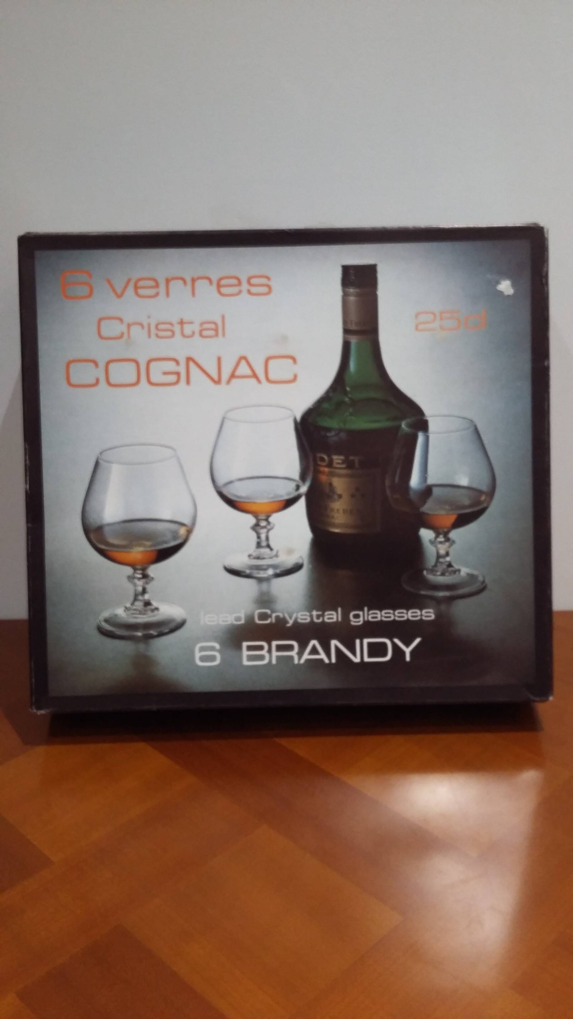 Very Pretty Set of 6 Arques Crystal Cognac and Brandy Glasses