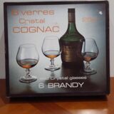 Very Pretty Set of 6 Arques Crystal Cognac and Brandy Glasses