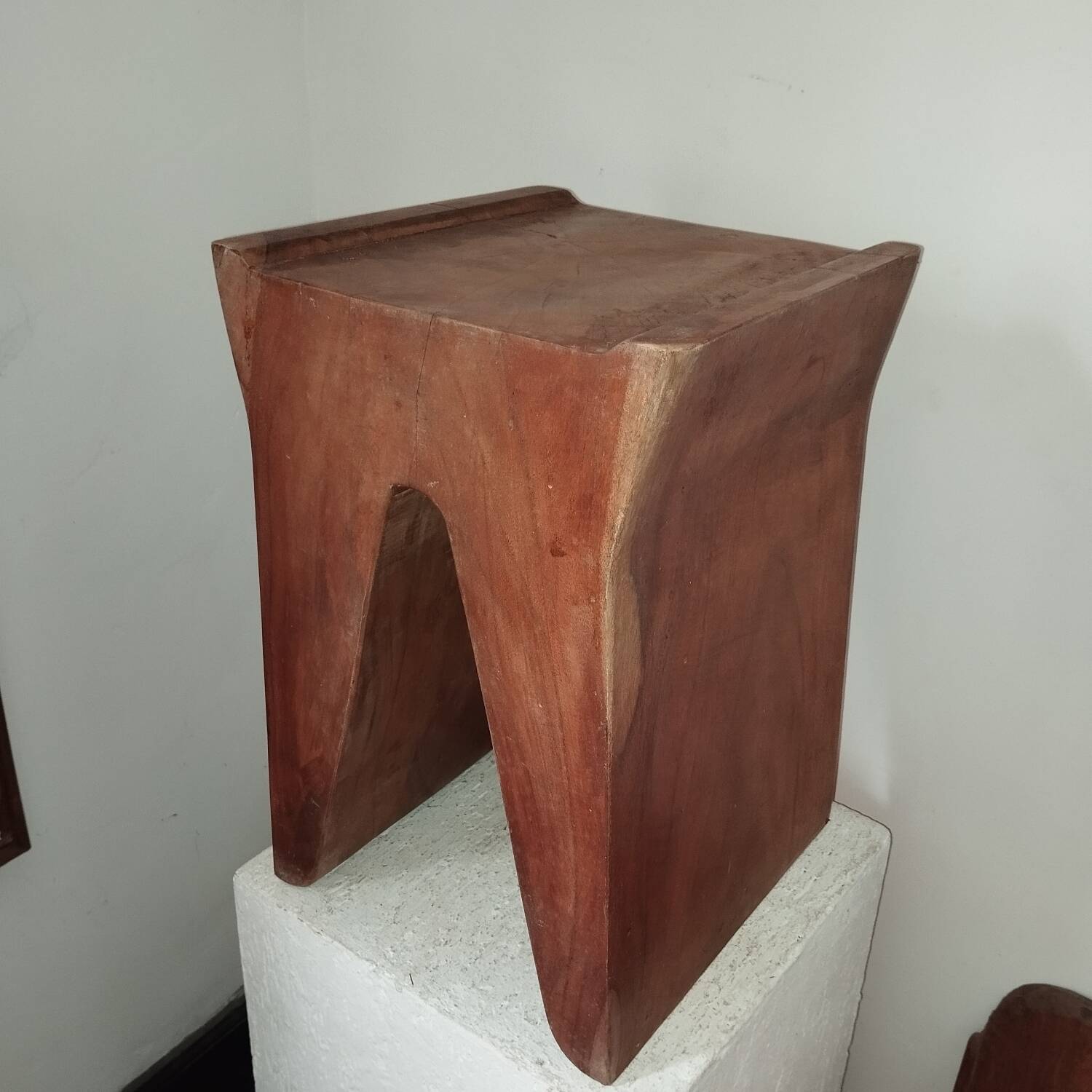 Brutalist monoxyl wooden stool