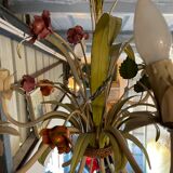 Flower painted metal chandelier