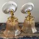 Pair of vintage sconces in electrified gold chiseled glass
