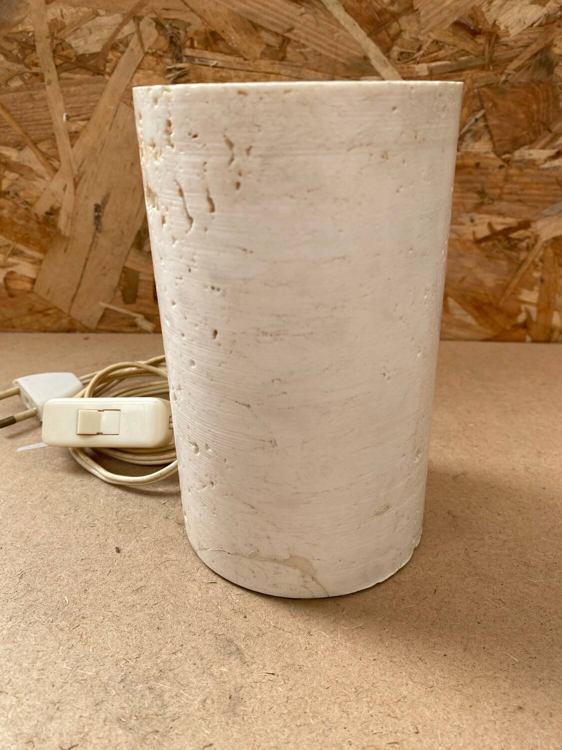 Antique vintage polished stone cylinder lamp