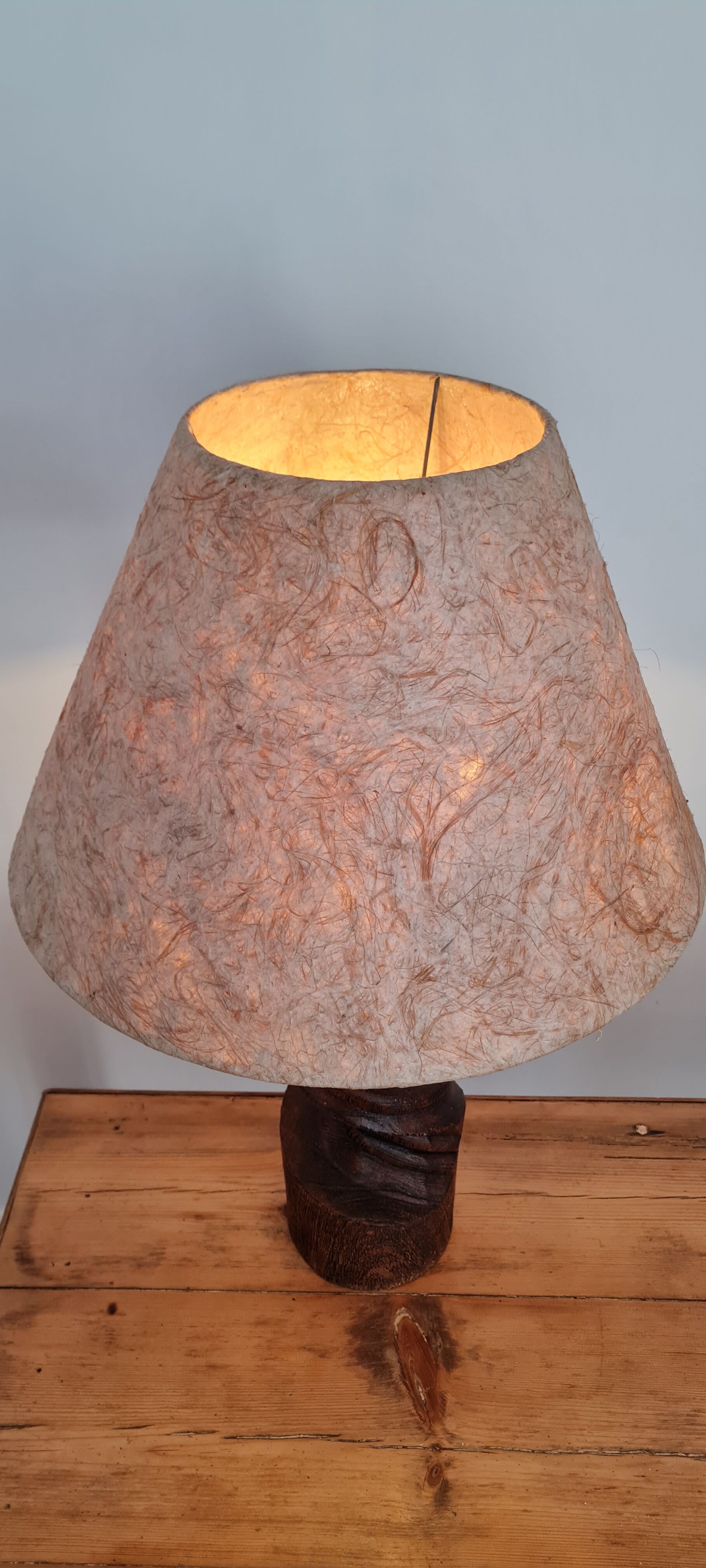 Handmade lamp in turned wood