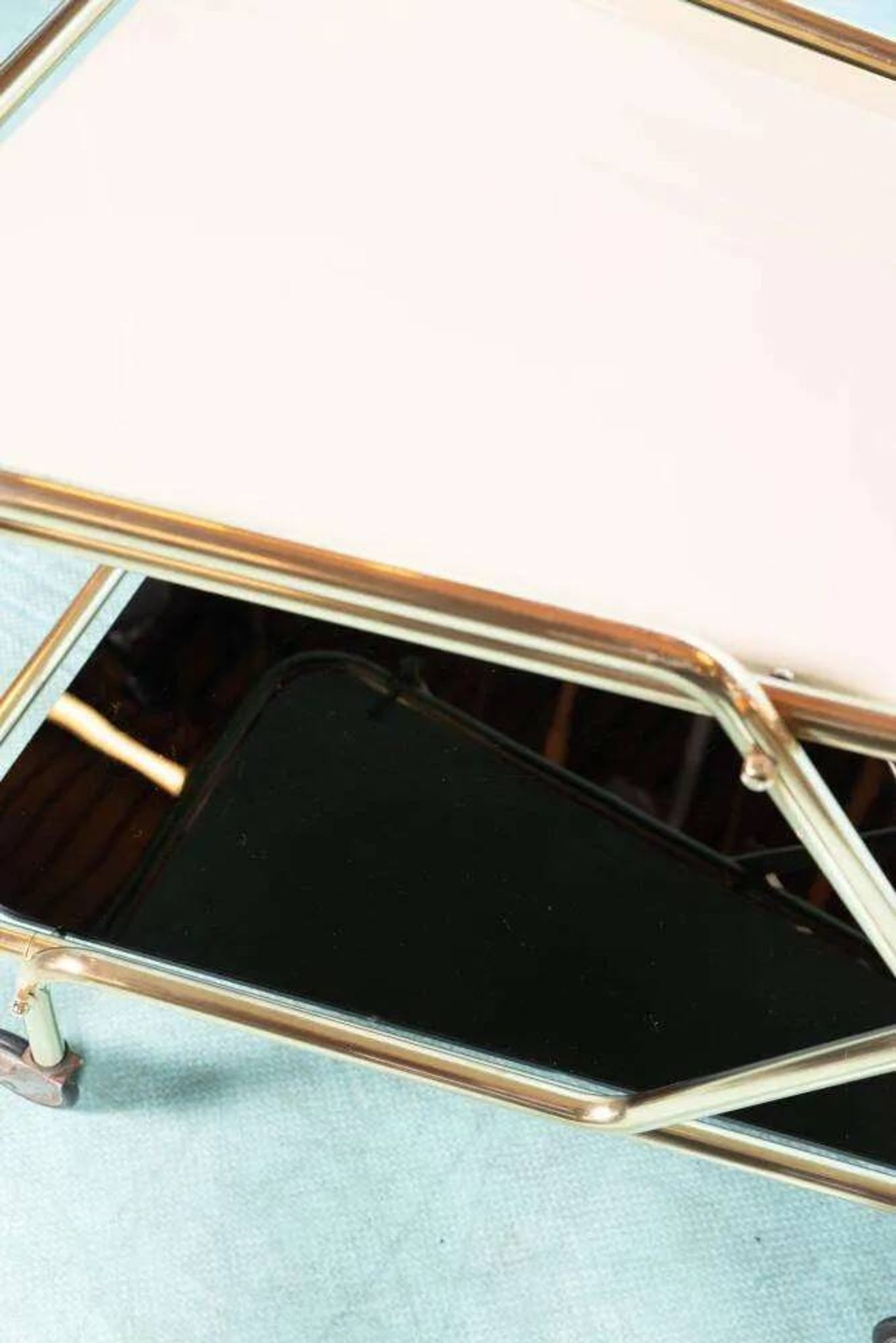 Vintage brass service trolley from the 1960s, Midcentury brass bar trolley.