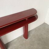 Red lacquered console and its mirror from the 80s