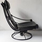 Black leather armchair by Åke Fribytter for Nelo möbel from the 70s
