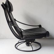 Black leather armchair by Åke Fribytter for Nelo möbel from the 70s