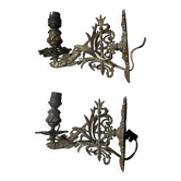 Pair of naturalistic wall sconces with fish circa 1900