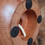 Ball lamp in walnut wood and wicker