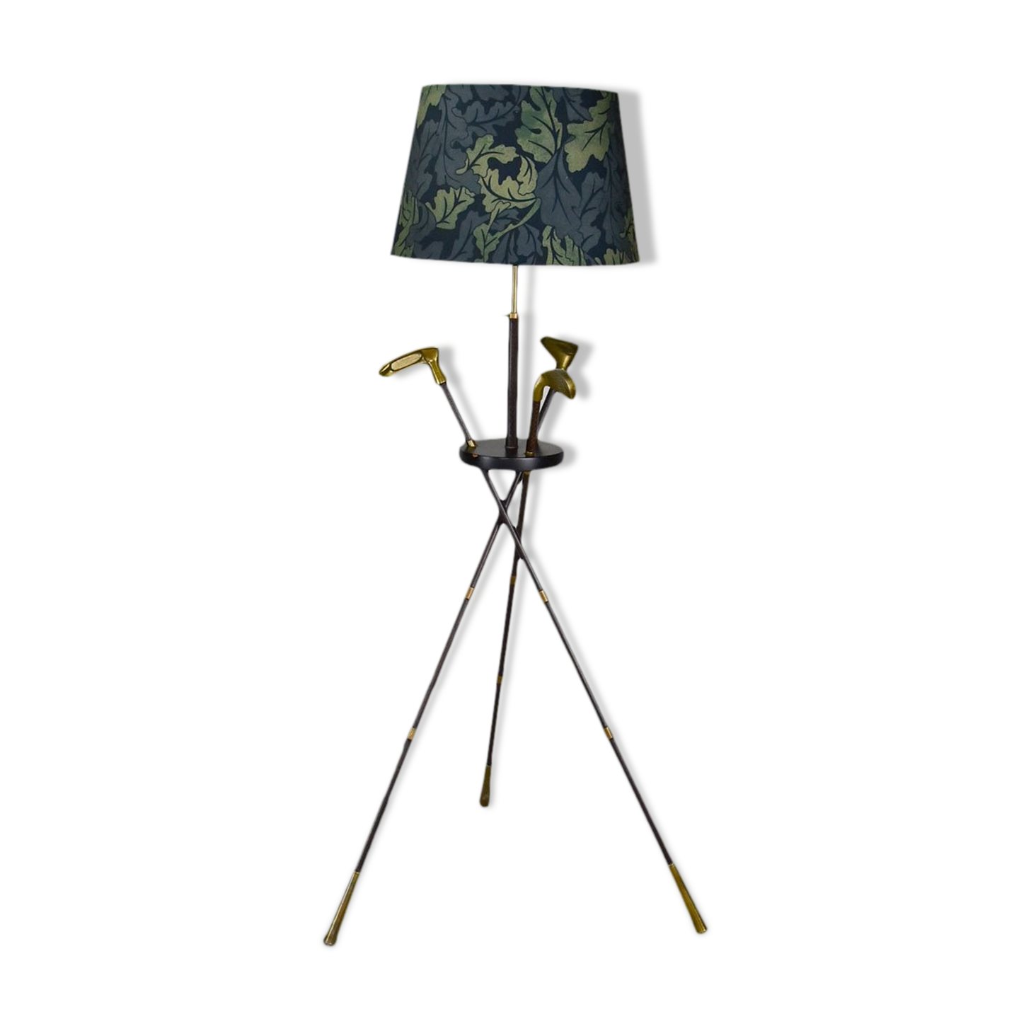 Lamppost club of golf club annees 70 leather wood and brass