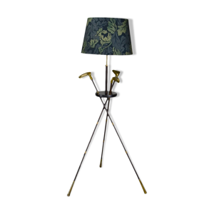 Lampadaire club de golf annees 70 cuir bois et laiton