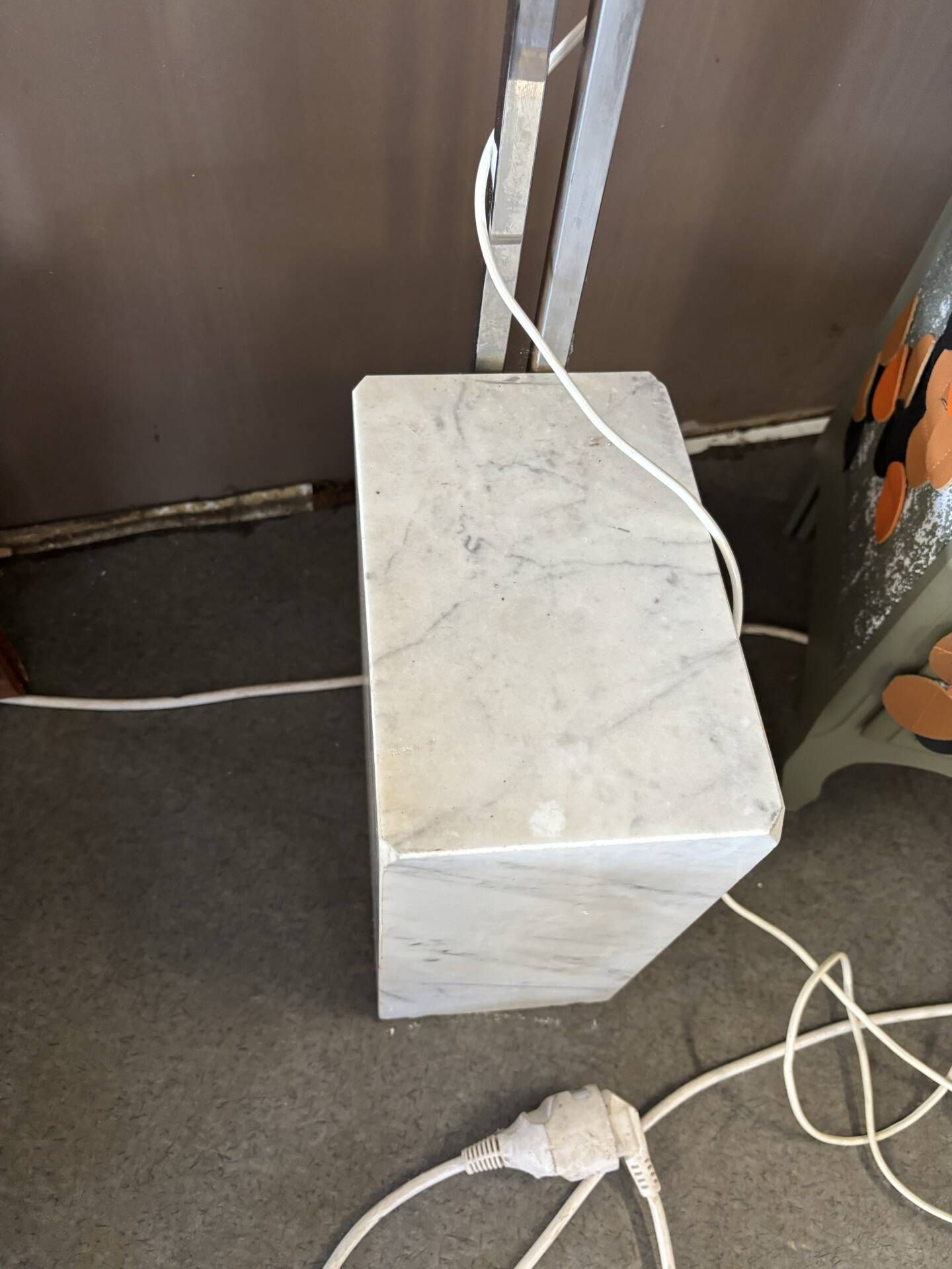 Floor lamp with marble block base Arco Design