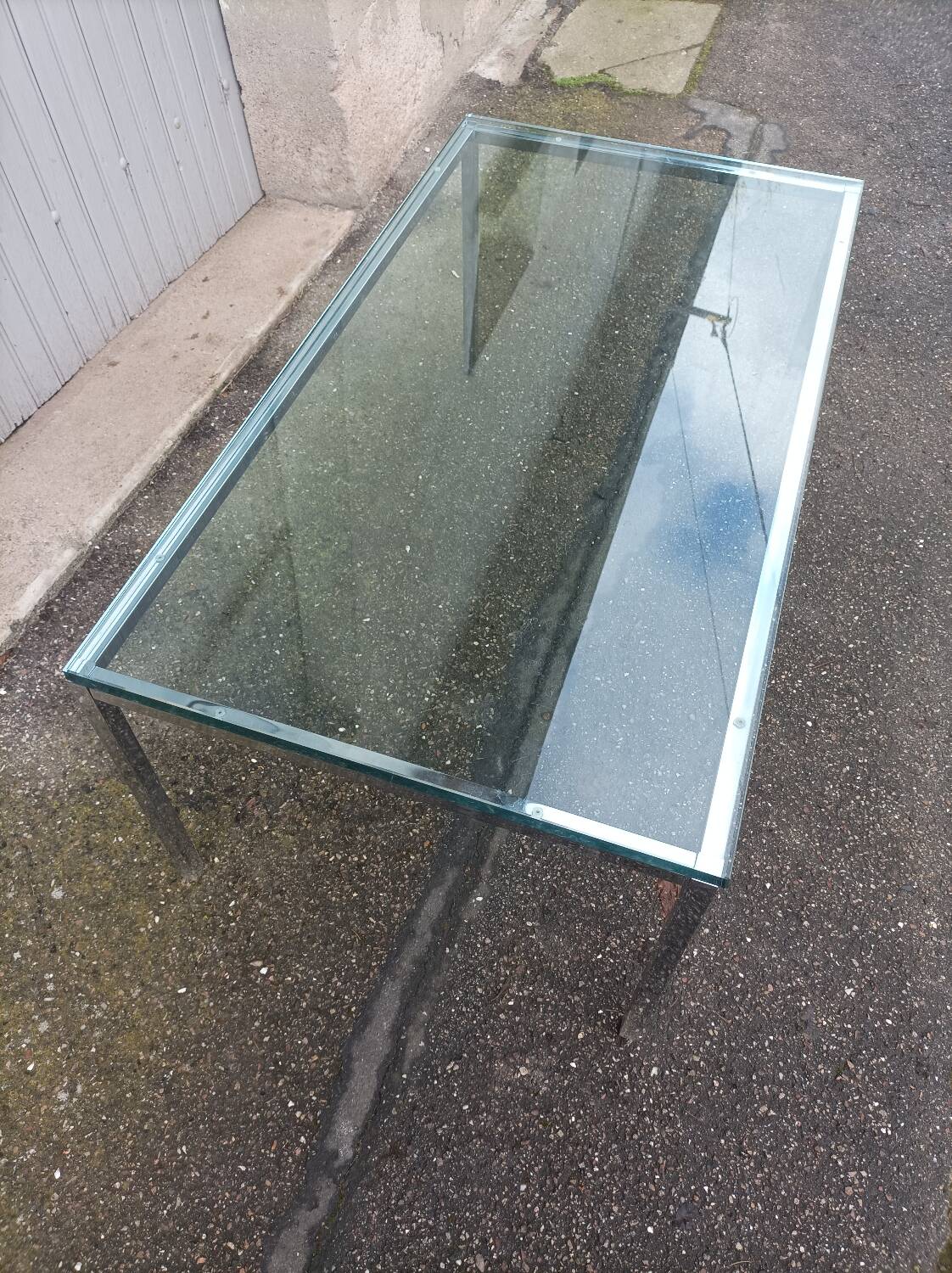 Table basse vintage dalle de verre