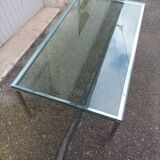 Vintage glass slab coffee table