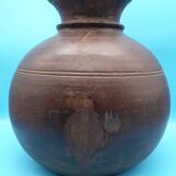 Large carved wooden pot / India
