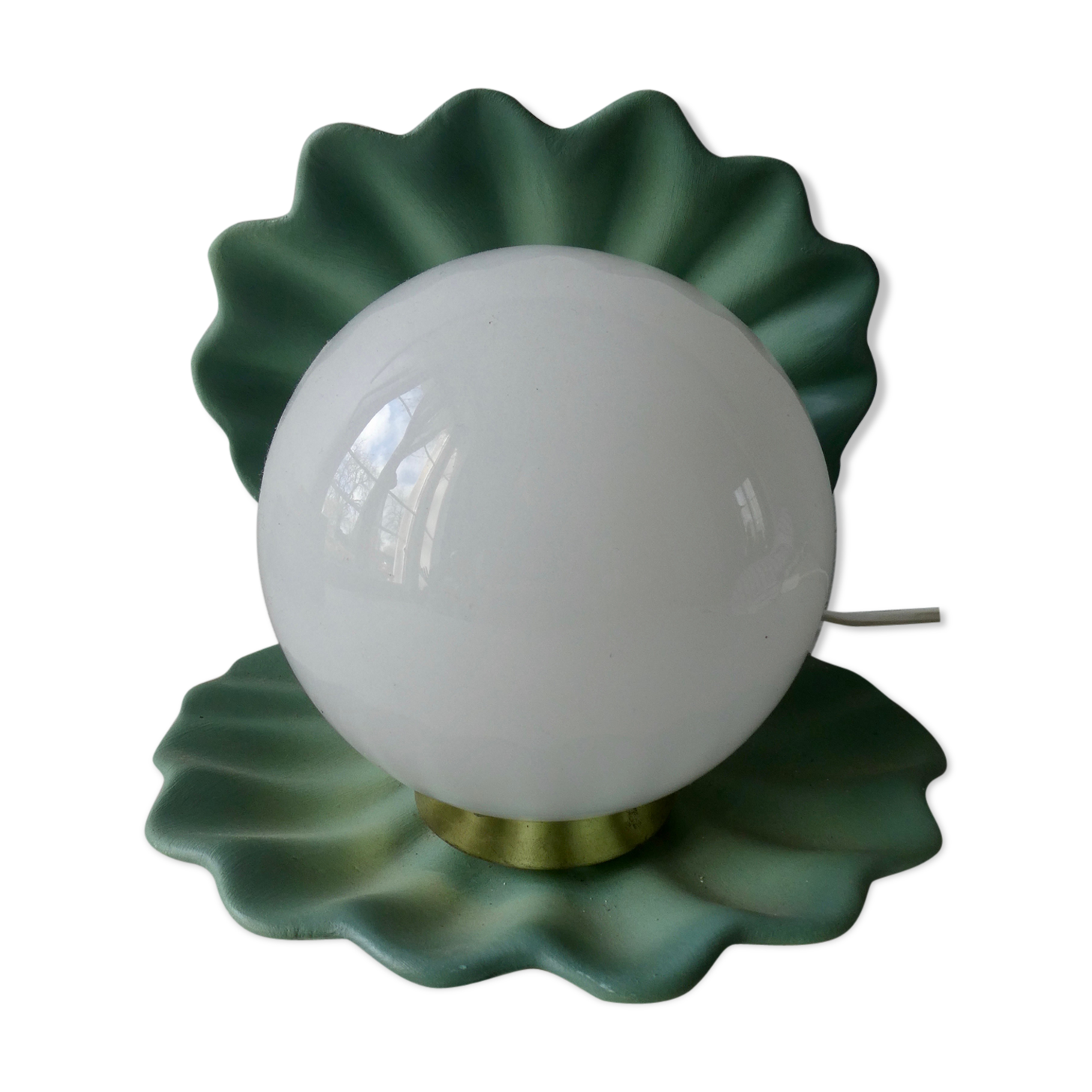 Ceramic shell lamp and opaline, 80s