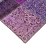 Handwoven anatolian contemporary 173 cm x 243 cm purple patchwork carpet