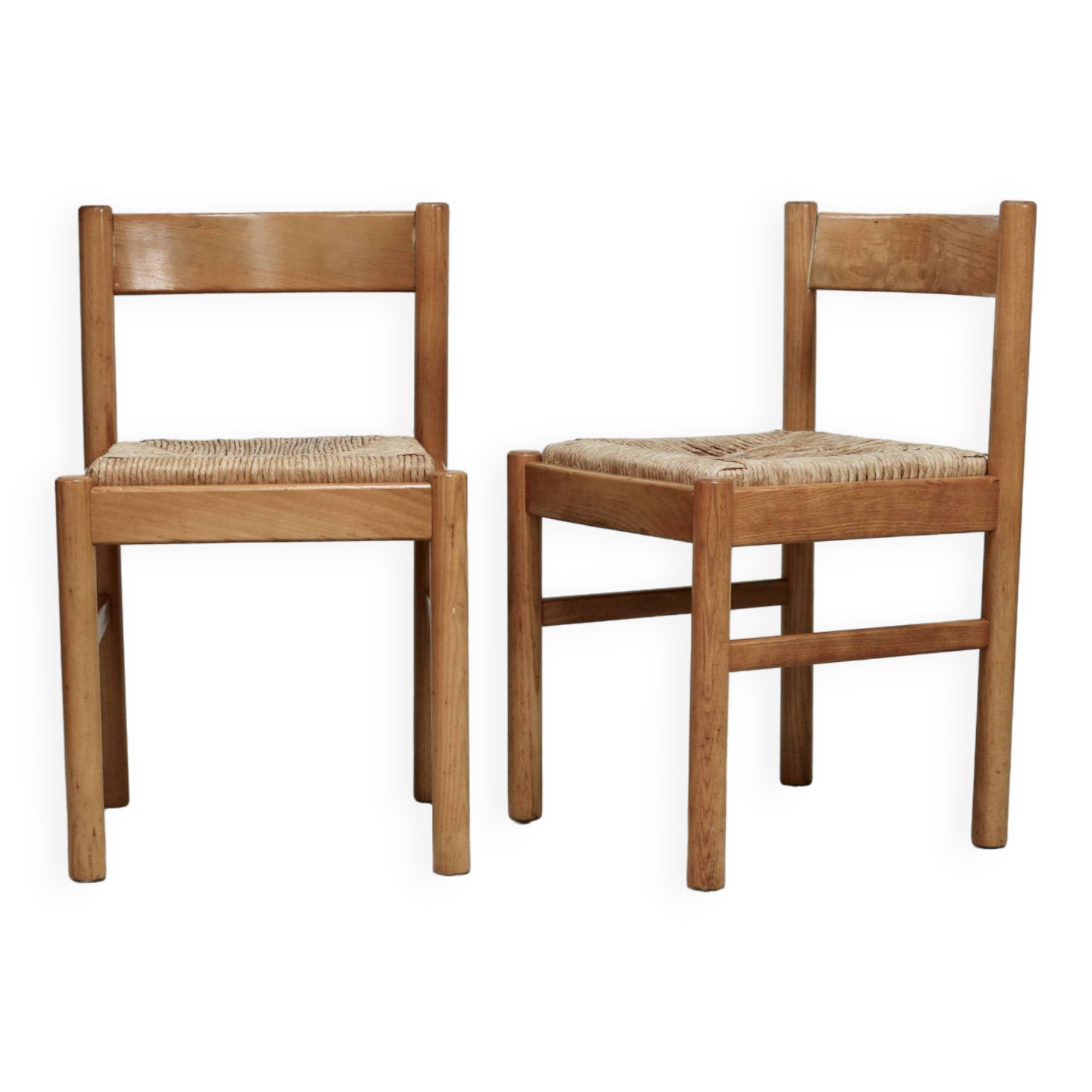 Pair of straw chairs. France, circa 1960
