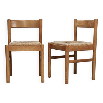 Paire de chaises paillées. France, circa 1960