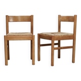 Pair of straw chairs. France, circa 1960