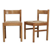 Paire de chaises paillées. France, circa 1960