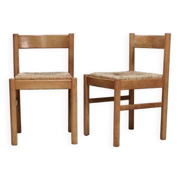 Pair of straw chairs. France, circa 1960