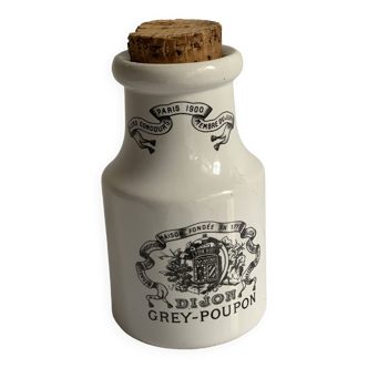 Gray Poupon Dijon mustard ceramic pot