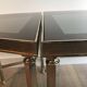 Rare three-part nickel coffee table with lacquered glass tops around the perimeter