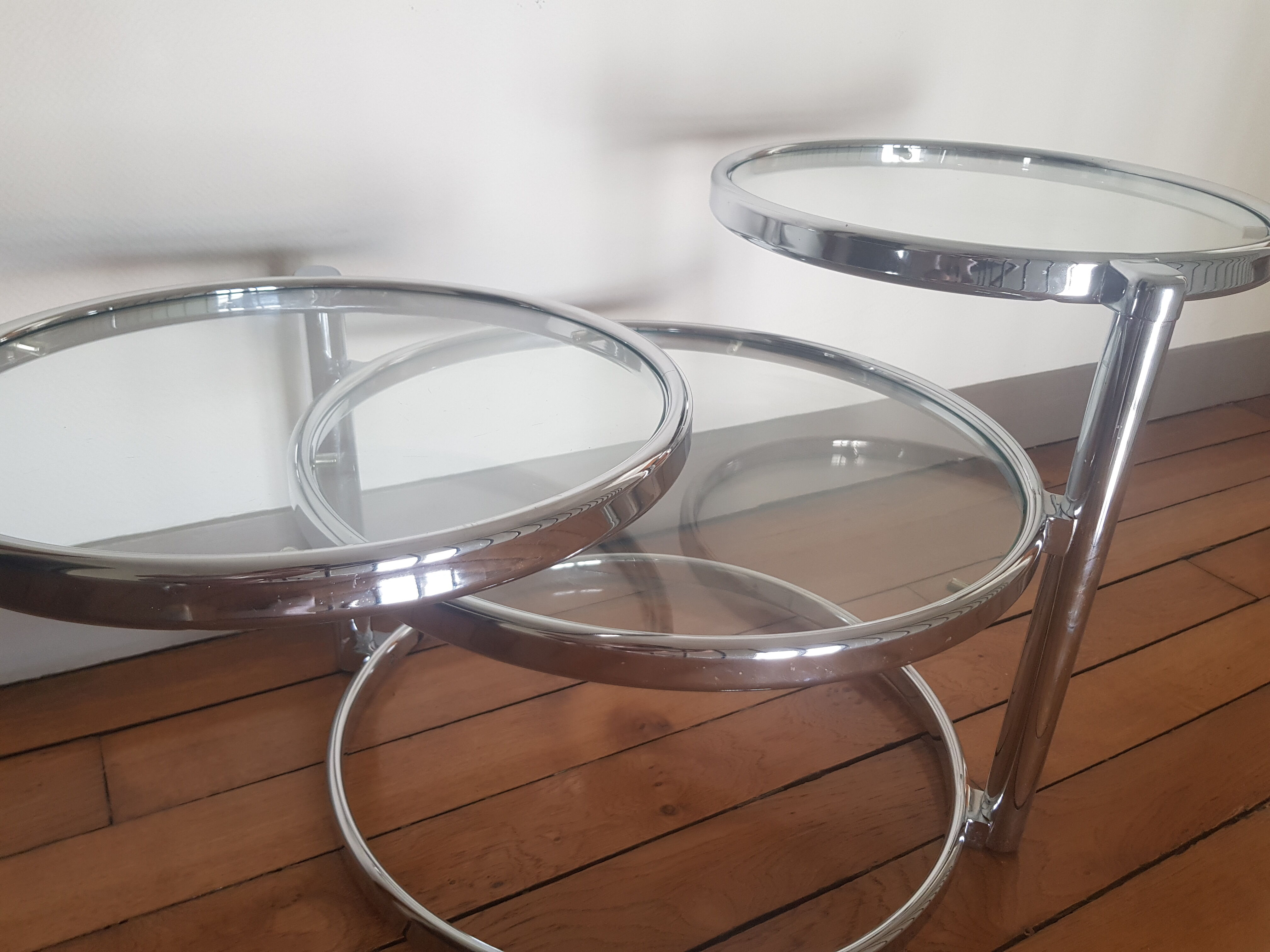 Glass and chrome coffee table