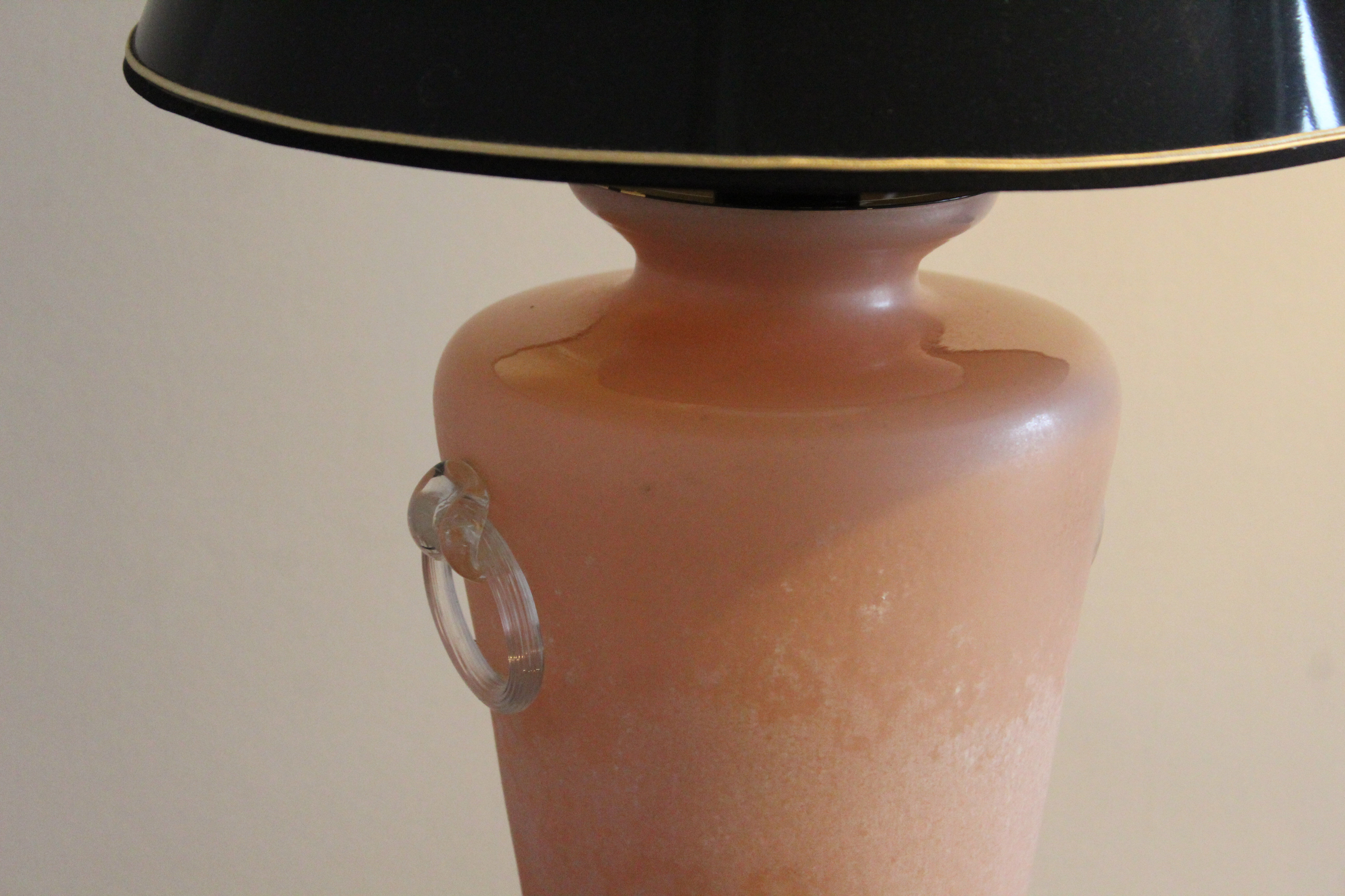 Murano glass table lamp, very particular pink color, Italia 1950s