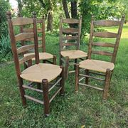 4 chaises Charles Dudouyt paillées design 40-50-60