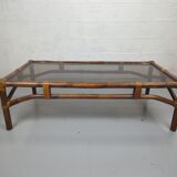 Table basse bambou verre fumé