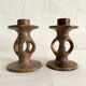 Pair of soapstone candlesticks, Kenya