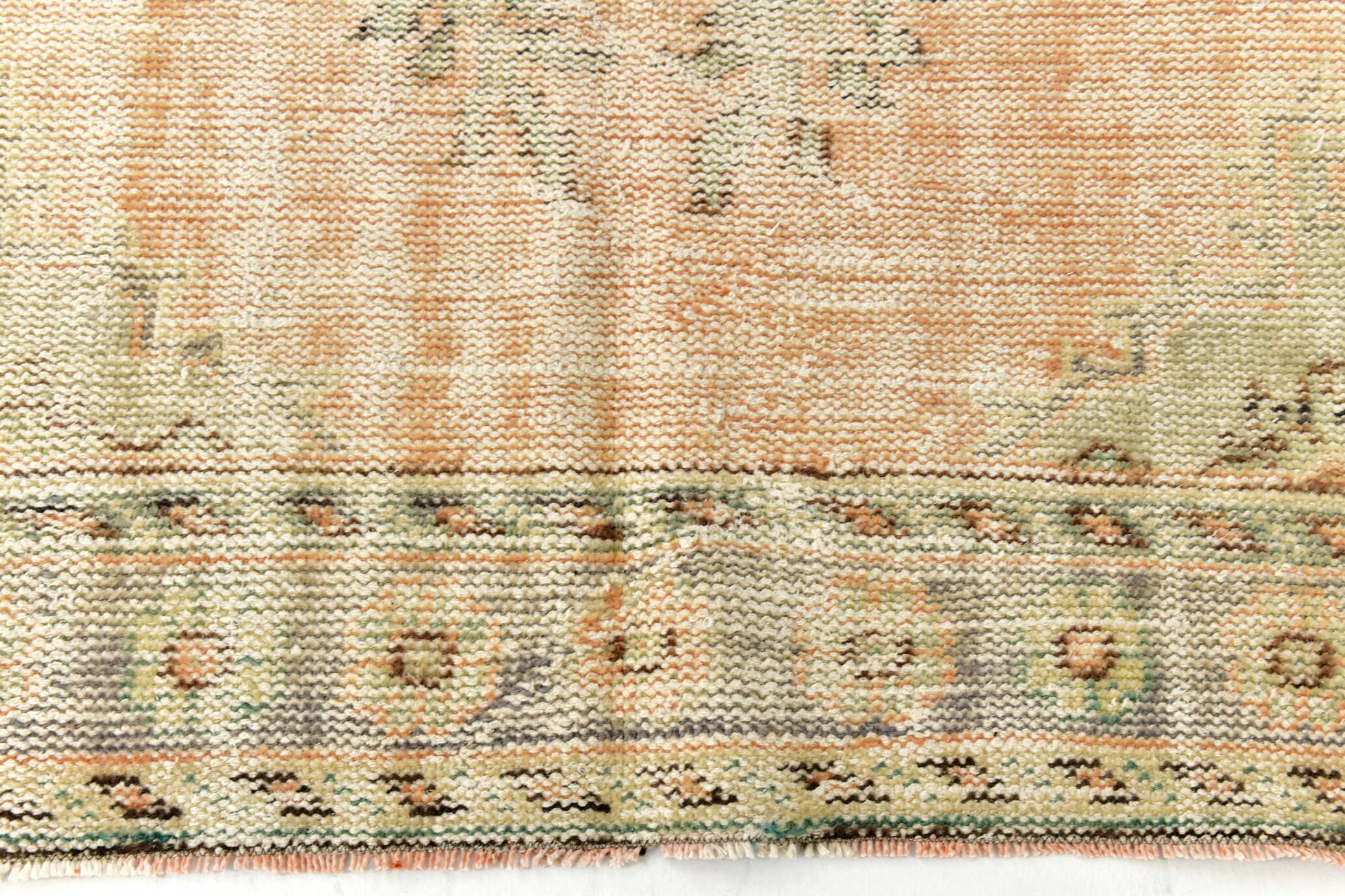 5x9 Vintage Oriental & Bordered Pattern Orange Turkish Rug, 170x274Cm
