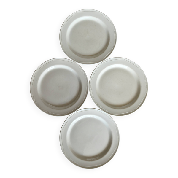 4 assiettes à dessert vintage porcelaine anglaise liseré perlé