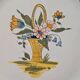 Assiette ancienne en faïence peinte main – panier fleuri