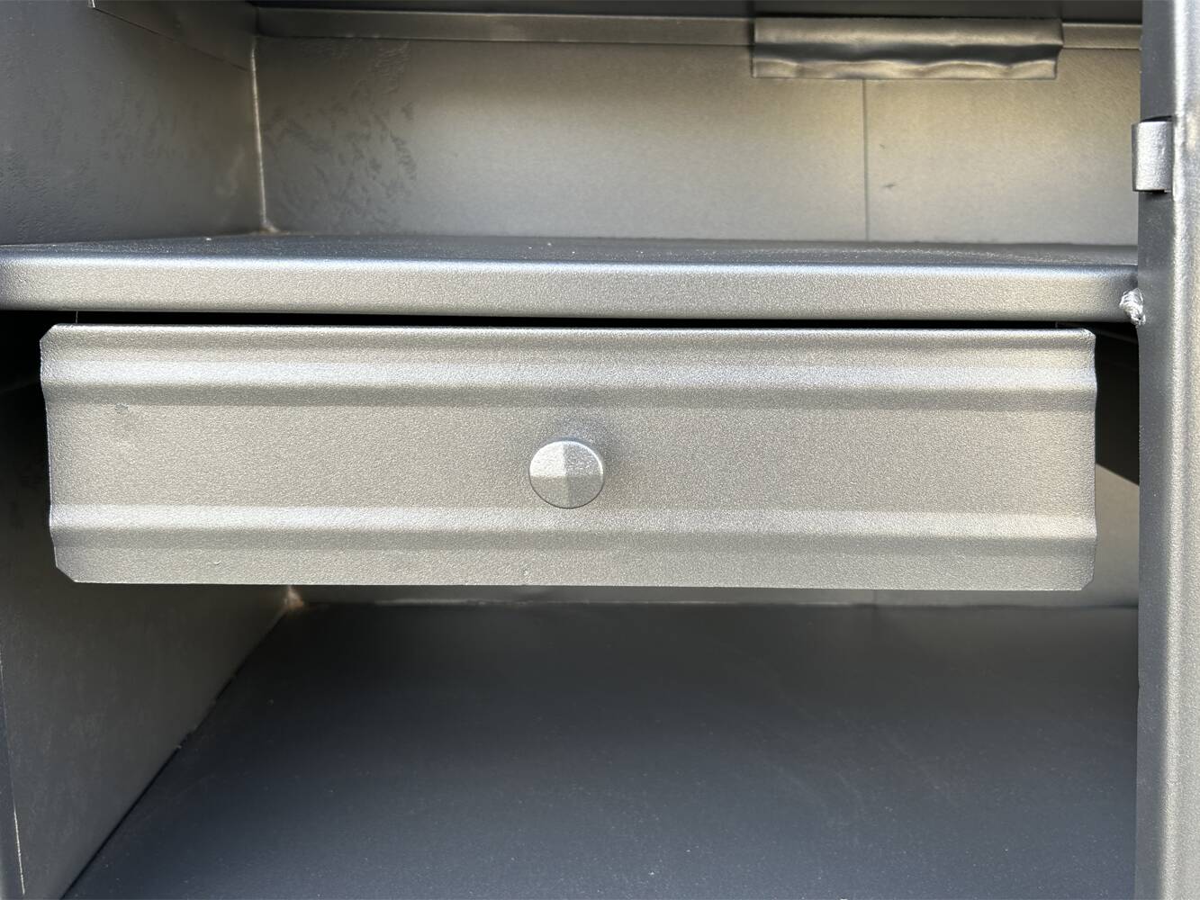 Metal kitchen cabinet, ball handles, 1950s