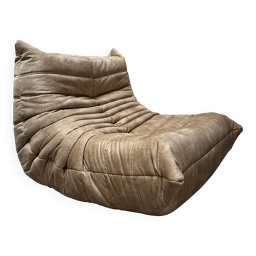 Amber beige Togo armchair by Michel Ducaroy for Ligne Roset.