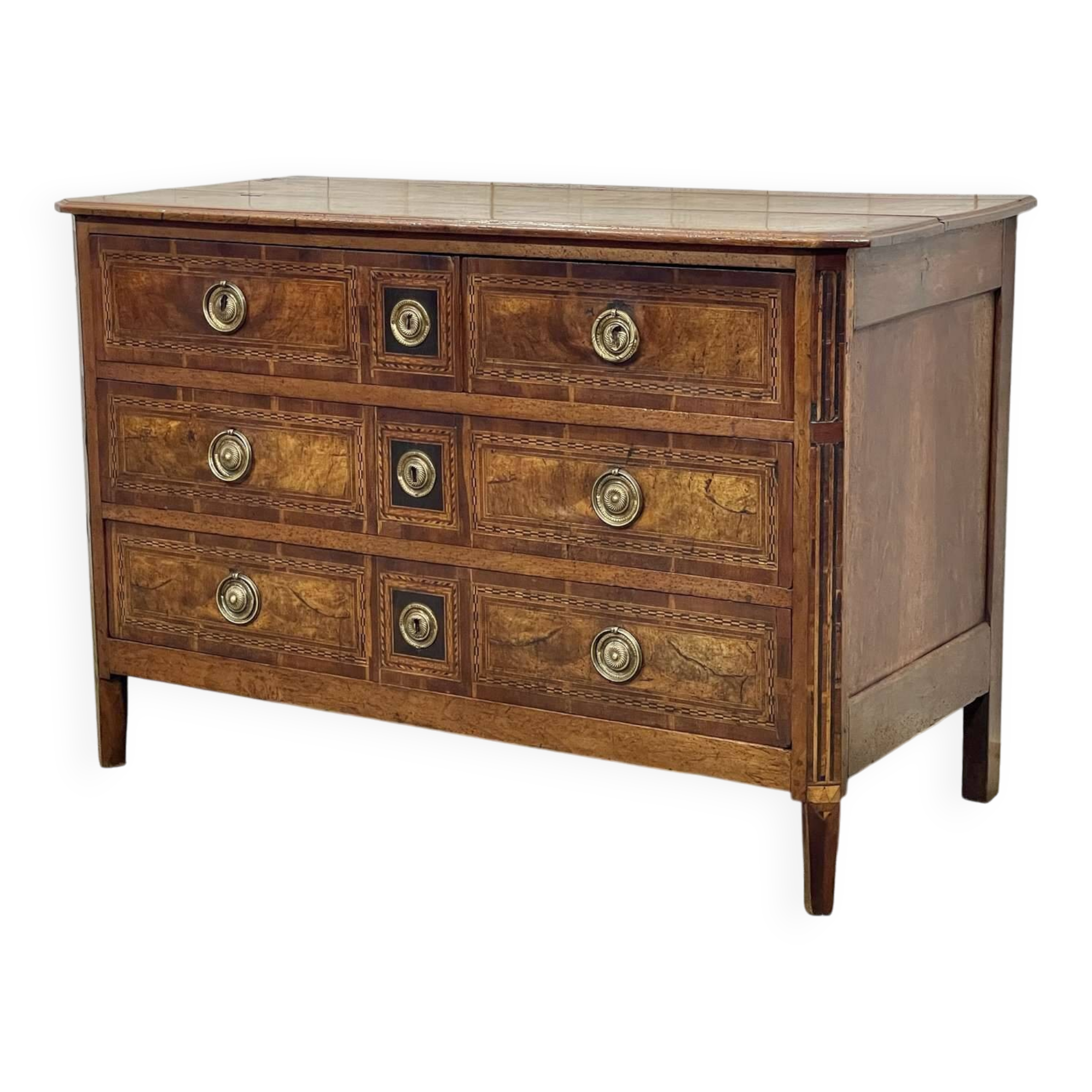 Louis XVI period chest of drawers in walnut, oak and fir, 18th century