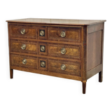 Louis XVI period chest of drawers in walnut, oak and fir, 18th century