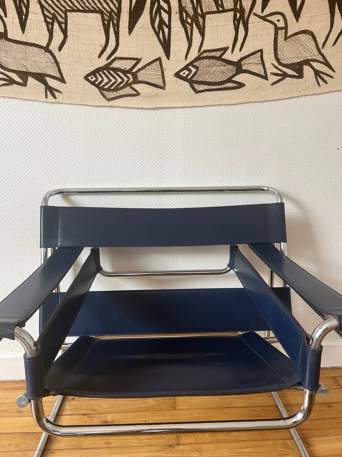 Wassily armchair by Marcel Breuer, midnight blue, Italian edition
