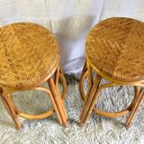 Duo de tabourets de bar en rotin