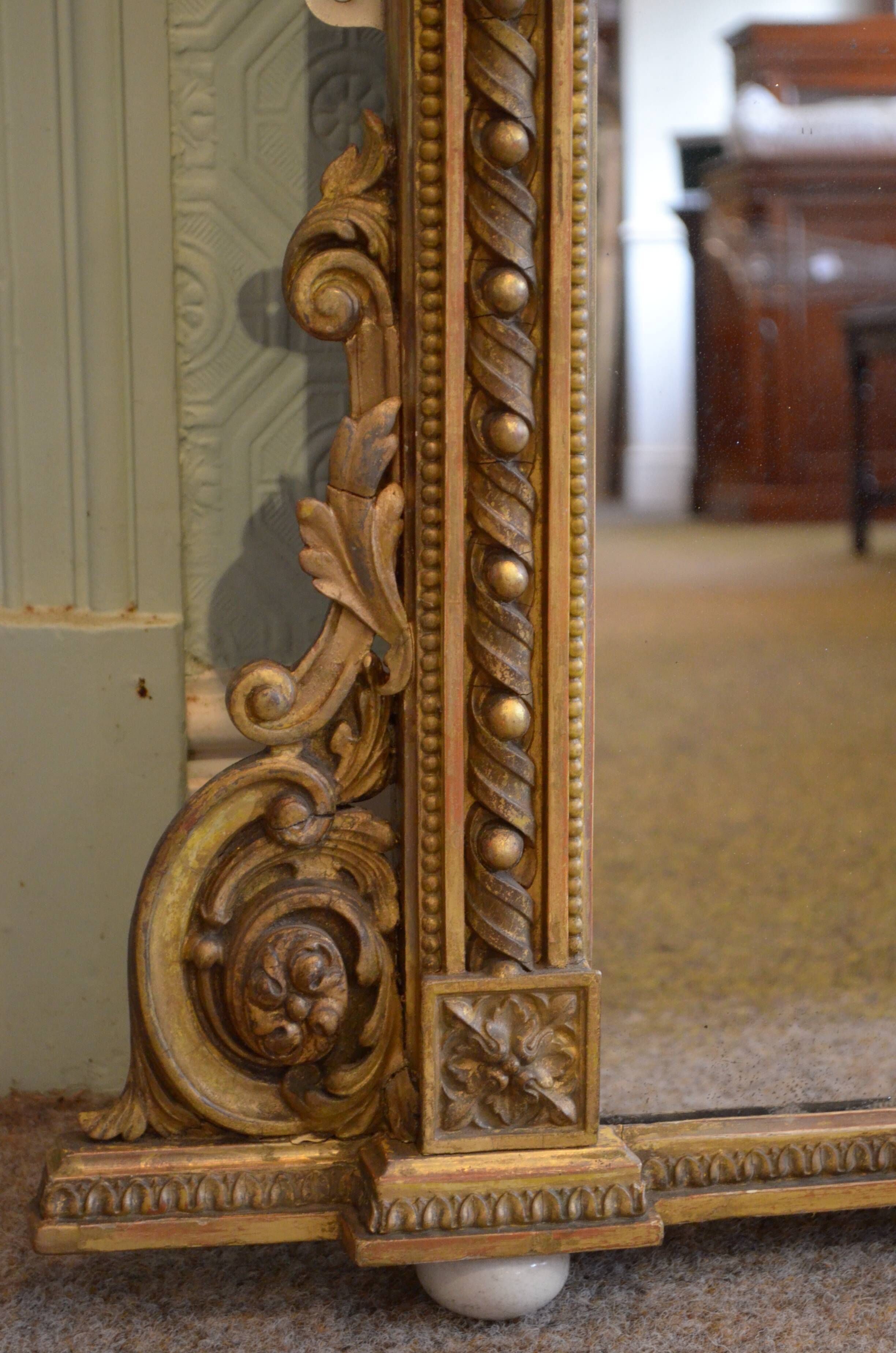 English giltwood overmantle mirror h161cm